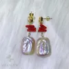 Boucles d'oreilles pendantes multicolores en perles de corail baroques 18 carats, accessoires pour femmes, fête de culture artificielle