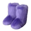 Stivali invernali da donna all'aperto Furry Slip On Cozy Fuzzy Snow Donna Donna caldo peluche in pelliccia sintetica da sci 221123