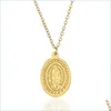 Acier inoxydable Christian Jésus Madonna Pendentif Collier Or Disque Colliers Femmes Hommes Mode Bijoux Chaînes Drop Dhrny