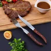 Dinnerware Sets Jaswehome 1/2pcs Western Cutlery High Carbon Steel Red Pakkawood Handle Upscale Dinner Knife Fork Sliver Flatware