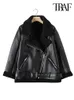 여자 재킷 트래프 여성 패션 두꺼운 따뜻한 겨울 모피 가짜 가죽 가죽 오버 사이즈 재킷 코트 빈티지 긴 슬리브 여성 겉옷 세련된 탑 221124