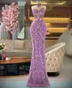 New Purple Arrival Evening Dresses V Neck Halter Sleeveless Lace Backless Floor Length Shiny Sequins Appliques Prom Dress Formal Plus Size Tailored