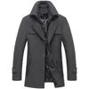 Men's Trench Coats Winter Solid Single Breasted Slim Fit Business Casual Wool Jacket Blended Windbreaker Men's Coat Mens