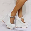 Rontic New Handmade Women Platform Pumps Faux Suede Zeppe Tacchi Punta tonda Pretty Pink Purple White Scarpe casual Taglia USA 5-20