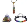 Autres ensembles de bijoux 7 ensembles de décoration de bijoux suspendus Chakra pendentif bracelet pyramide cristal fenêtres accessoires de voiture bonne serrure maison D Dhucw