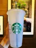 Starbucks 24oz/710 ml Plastic mokken Tuimelaar Herbruikbaar Clear Drinking Flat Bottom Pillar Shape Lid Strobekjes Bardian 10 stks Rl5n