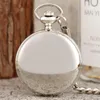 Pocket Watches Bronze Smooth Silver Case Hand-winding Mechanical Roman Numerals Dial Pendant Chain Fob Antique Clock Unisex Gift