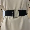 Riemen voor vrouwen korset eenvoudige zwarte beige elastische riem ronde gesp gespierde taille jurk jas afdichting