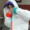 Women Down Parkas Women Casacos de inverno feminino feminino zimowy kontrast szwów ciepłe duże bawełniane płaszcze 221124