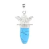 Pendentif Colliers Pierre Naturelle Pendentif Collier Sier Alliage Féminin Charme Petit Point Cône Bijoux Cadeau D'anniversaire Pour Femmes Hommes Fille Dhs4D