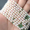 Pendant Necklaces 23" 5 Strands White Rice Pearl Green Jade Gems Stone Necklace CZ Pave