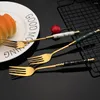 Dijkartikelen sets 4 stks/set witgouden dessert vork set spiegel roestvrij staal kleurrijk servies bestek thuisfeest keuken