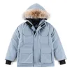 Daunenjacke für Kinder, kanadischer Mantel, Designer-Winterjacken, Jungen- und Mädchen-Kinder, dicke, warme, luxuriöse Kleidung mit Fell, Kapuzenparkas, luxuriöse Baby-Gans-Outdoor-Mäntel