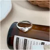 Band Rings Sier Retro Love Heart Hollow Open Ring Female Ins Trend Sweet Sexy Elegant Handmade Hiphop Fashion Rings Drop Delivery Jew Dh4Bf