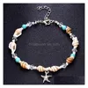 Anklets Beach Anklets Set Chain Womens Shell Starfish Mtilayer Pärled Bohemian Handmade Drop Delivery Jewely Dhlon