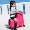 Children Rolling Luggage Spinner Wheels Suitcase Kids Cabin Trolley Travel Bag Child Cute Baby Carry On Trunk Can Sit Ride J220707