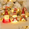 Decorações de Natal Decorações de Natal Adorável Árvore Brilhante Pendentes Liderados Papai Noel Ornamentos para a Janela de Férias Porta Navidad Dhhrx