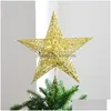 Décorations de Noël Décorations de Noël Fer Scintillant Poudre Arbre Étoile Top Décoration Cinq Décorations PointuesChristmas Drop D Dhocg