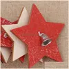 Decorações de Natal Decorações de Natal Pingente de madeira criativa FiveStar Snowflake Tree Treensional Small Decoration HomeCrist Dhuul