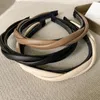 PU Leather Women Headband Simple Cross Twisted Head Hoop Imitation Thin Hair Hoop Non-slip Hairbands With Teeth Hair Accessories