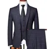 Mens Suits Blazers Shenrun Men 3 Pieces Passar Spring Autumn Plaid Slim Fit Business Formal Curch Office Work Party Prom Wedding Groom 221123