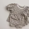 Giyim Setleri Yaz Toddler Polka Dot Şeker Renkleri Kısa kollu tişörtler Set kız bebek ince pamuk puflu kol tees şort kafa bandı takım elbise