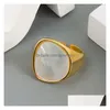 Bandringen Sier Ring For Women Trend Elegant Creative Vintage Geometric White Shell Party Juwelen Verjaardagscadeaus Drop levering DHHF2