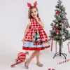 Robe de noël pour filles, tenue de princesse imprimée de dessin animé, avec nœud papillon, robes de fête décontractées pour enfants