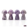 Loose Gemstones 35Mm Lepidolite Gemstone Scpture Decor Carving Mushroom Polished Cute Stones For Home Garden Lawn Yard Decoration Dr Dhduj