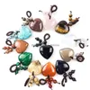 Anneaux clés Anneaux clés Crystal Crystal Heart Love Stone Keychain 7 Chakra Reki Guérison Perles de pierre de pierre