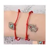 Braccialetti di fascino Fashion Fashion Lucky Red Rope Weade Weave Bracelets for Women Men Fatima Hamsa Hand Blue Turkish Eye Charms Bracciale Fri Dhpys