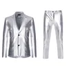 Mens Suits Blazers Shiny Gold 2 Pieces Blazerpants Terno Masculino Fashion Party DJ Club Dress Tuxedo Suit Men Stage Singer kläder 221123
