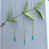 Pendant Necklaces NM36564 Raw Small Teardrop Turquoise Necklace Minimalist Gold Plated Charm Boho