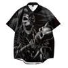 Camisas casuais masculinas Flor Rose Skull 3D PRAIA PRAIA HAWAIIAN 2022 Camisa de verão de manga curta Camisa Social Chemise Social Chemise