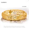 Bangle Can Open 4Pcs Flower Dubai Gold Color Bangles Women Girls Jewelry Arab Middle Eastern African Copper Wedding Gift