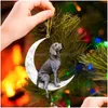 Christmas Decorations Christmas Decorations Creative Tree Pendant Wooden Pet Dog Sitting On The Moon Ornament For Xmas Home Bedroom Dhp2P