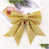 Christmas Decorations Christmas Decorations 2Pcs Tree Pendants Decoration Glitter Bows Xmas Ornament Navidad Year Home Party Decor D Dh0Kp