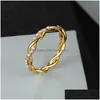 Band Rings Fl Diamond Twisted Rings Twist Engagement Ring Bride Hip Hop Wedding Jewelry for Girl Friend Wholesale Drop Delivery Dh9je