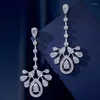 Dangle Earrings Anziw Unique Drop For Women 925 Sterling Silver Bezel Pear Shaped Shiny Created Gemstone Fine Jewelry Party Gifts