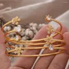 Bangle 4st/Lot Ethiopian Dubai Gold Color Cuff Bangles for Women Bride Wedding Plum Bossom Armband African Arab SMEEXKE MIDDE EAST