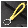 Nyckelringar L￤der Key Chain Benz Woven Lanyard Keychain med metallring f￶r bil / kontorshem 16 F￤rger Drop Leverans smycken DHA0C