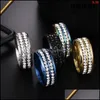 Band Rings Two Rows Crystal Ring Stainless Steel Diamond Rings Engagement Wedding For Women Men Fashion Jewery 080462 Drop Delivery J Dh3Ty