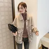 Pur mulheres femininas 2022 Inverno moda leopard estampa de pelúcia fêmea feminina grossa quente jaqueta de marceninha casual feminino de rua fora de roupa y999