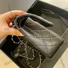 CC sacos de marca de luxo ombro francês feminino clássico dupla aba caviar couro prata metal matelassê corrente crossbody han