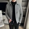 Män blandar NWE Slim Fit Woolen Plaid Bomber Winter Jacket Japanese Streetwear S For Brand Coat S 3XL 221123