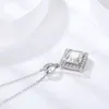 중앙 Moissanite Square Princess Cut Moissanites Stone S925 Silver Necklace Chain이있는 스털링 펜던트