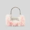 Shoulder Bags Luxury Ostrich Feather Dianonds Patchwork Handbags Shinny Rhinestone Shoulder Crossbody Bags Glitter Small Party Purses 221123