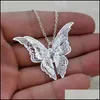 Pendentif Colliers Sier belle papillon pendentif collier bijoux pour femmes filles enfants pendentifs chaîne colliers 20Add2 pouces Dr Dhgarden Dhxw3