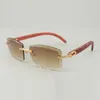 Tiger wooden temple sunglass 8100915 with engraved colors and clear lenses 56mm