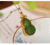 Pendant Necklaces China Chic Hollow Gourds For Women Ethnic Sachet Opening Box Pendants 925 Silver Jade Jewelry Gold NO Chains